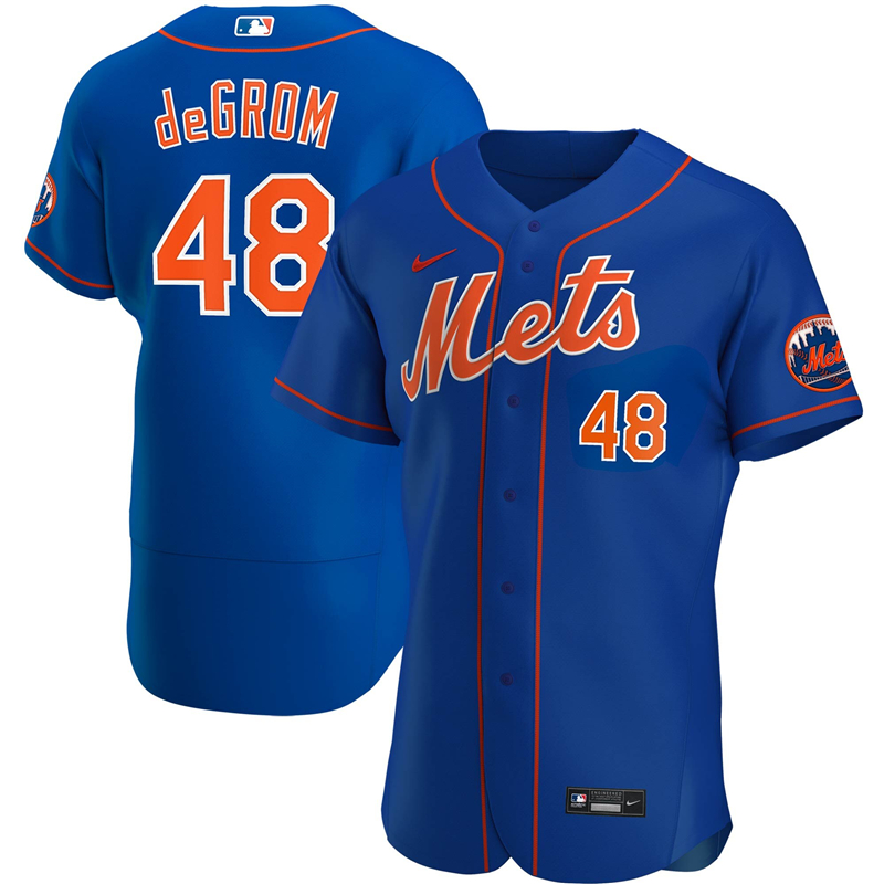 2020 MLB Men New York Mets #48 Jacob deGrom Nike Royal Alternate 2020 Authentic Player Jersey 1->customized mlb jersey->Custom Jersey